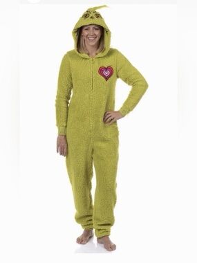 NWT Medium Dr. Seuss Adult Unisex Onesie Costume pajamas w/Heart Patch